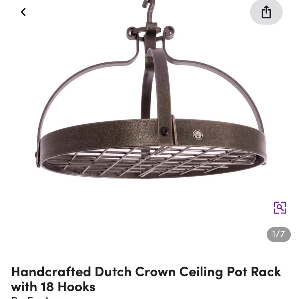 Handcrafted Gold Dutch Crown Ceiling Pot Rack